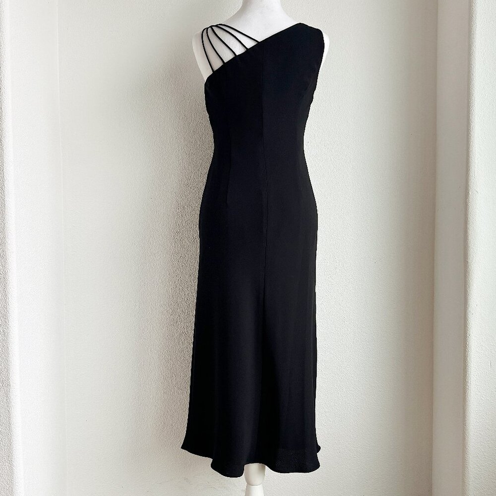 VINTAGE Y2K BLACK STRAPPY SHOULDER‎ MIDI DRESS